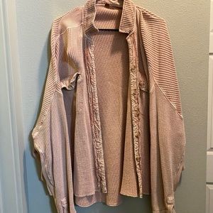 Free People Waffle Button Up